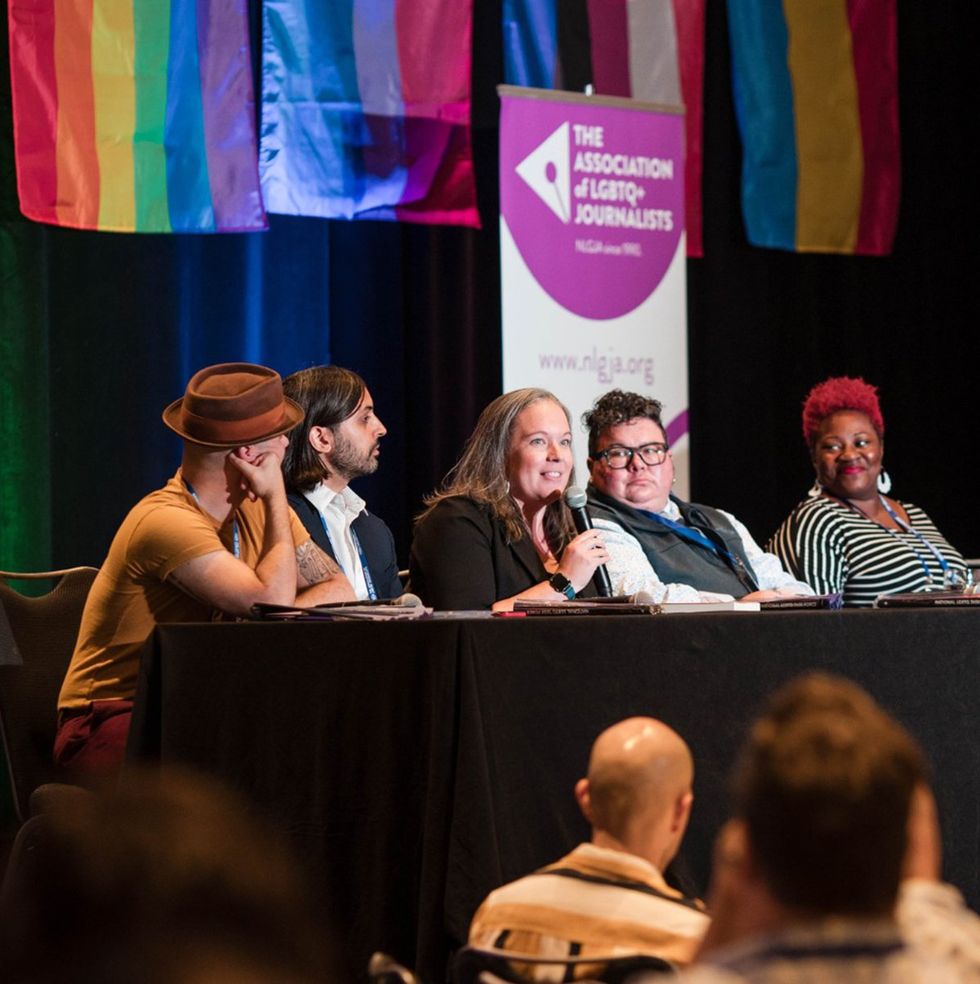 GenderCool Champion Rebekah's mom, Jamie, speaking at NLGJA - The Association of LGBTQ Journalists conference