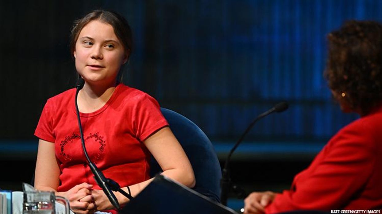 Greta Thunberg promotes her book onstage