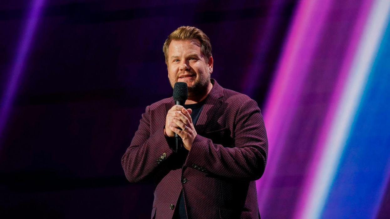 James Corden talks on stage