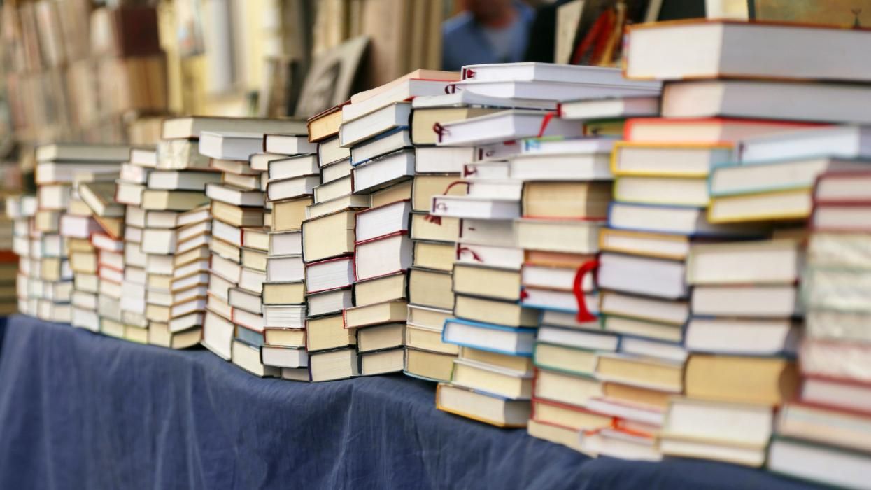 Stacks of books and dictionaries