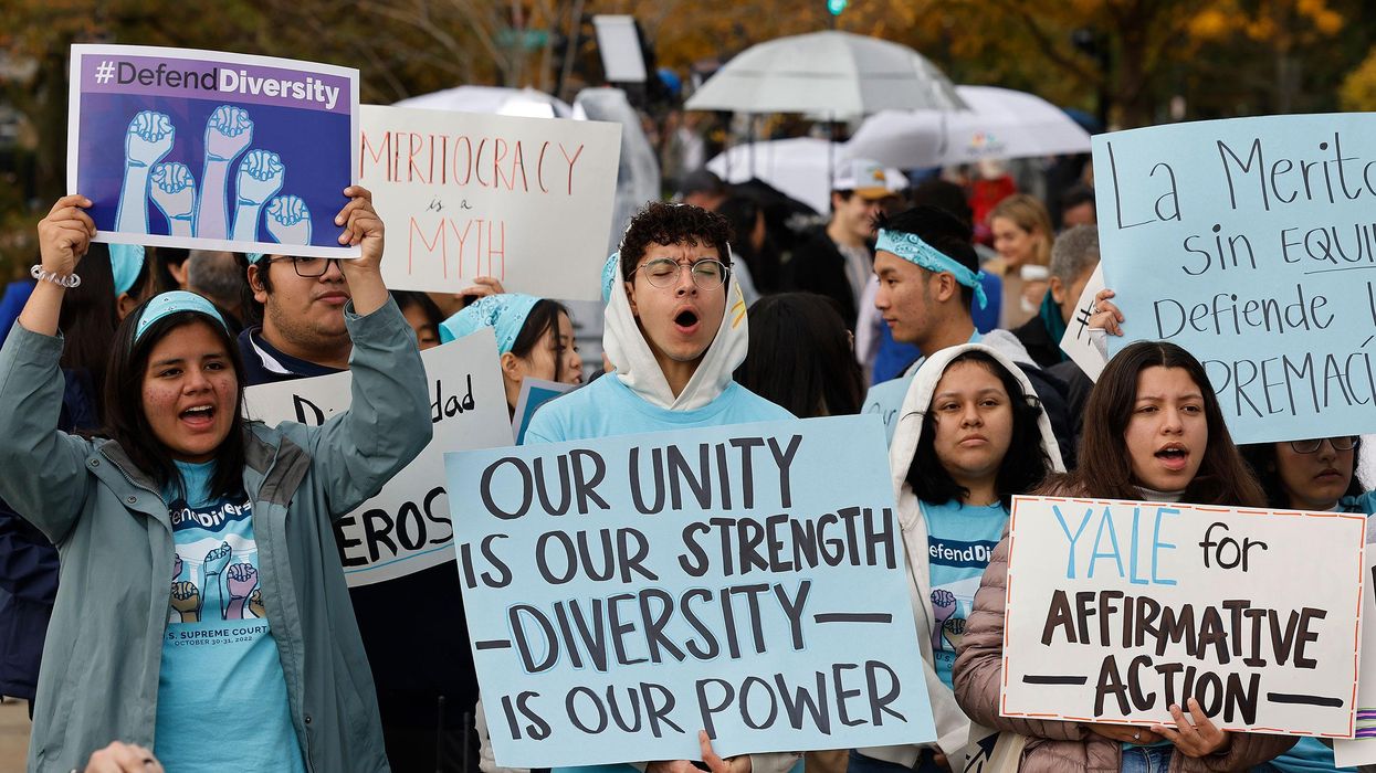 Supporters of affirmative action in higher education rally in front of the US Supreme Court as the justices hear arguments in cases at Harvard University and the University of North Carolina.