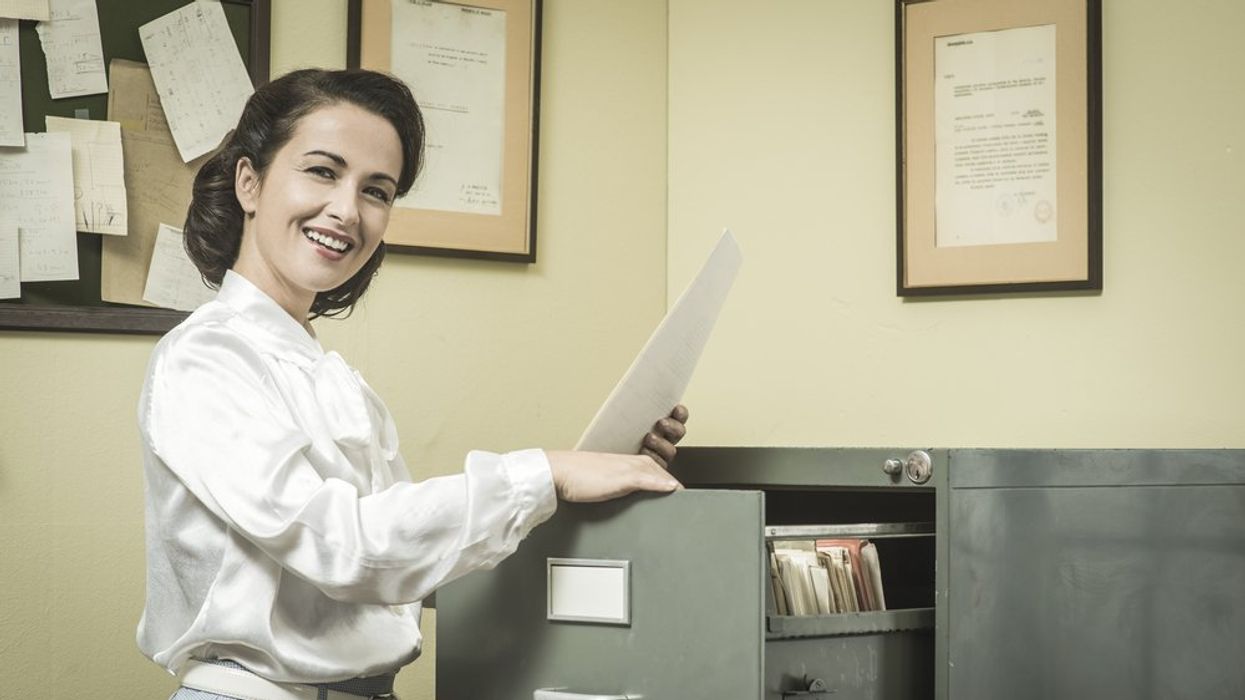 Vintage woman secretary photo